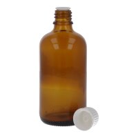 Braunglasflasche 100 ml, mit Gießring & Verschluss