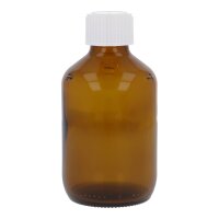 Braunglasflasche 200 ml, mit Gießring & Verschluss