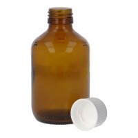 Braunglasflasche 200 ml, mit Gießring & Verschluss