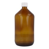 Braunglasflasche 1 L, mit Gießring & Verschluss