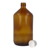 Braunglasflasche 1 L, mit Gießring & Verschluss