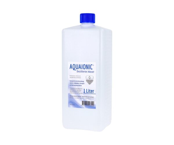 Destilliertes Wasser, Aqua dest, 1 Liter aquaionic
