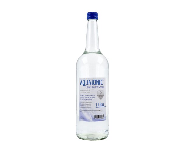 Destilliertes Wasser, aquaionic® 1 Liter in Glasflasche