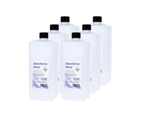 Bidestilliertes Wasser, Aqua dest, Sparpaket 6 Liter