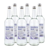 Bidestilliertes Wasser, in Glasflasche, Sparpaket 6 Liter