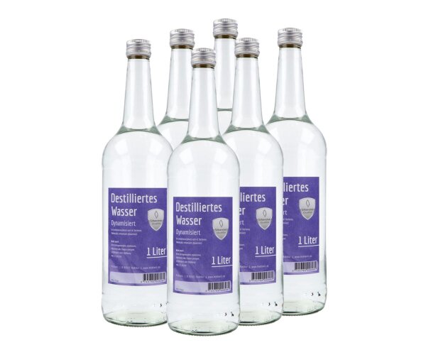 Destilliertes Wasser, physikalisch levitiert, in Glasflasche, Sparpaket 6 Liter
